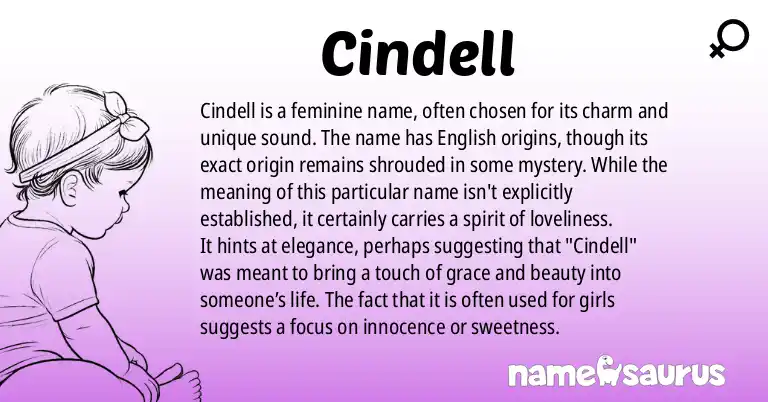 Infographic about Cindell name meaning, Cindell is a name from N/A origin(s).