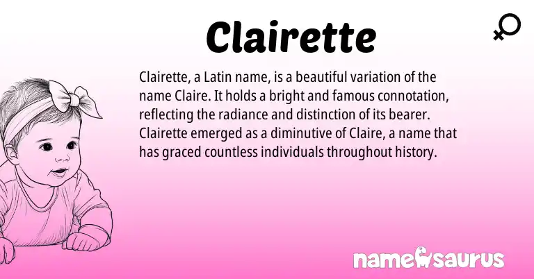 Infographic about Clairette name meaning, Clairette is a name from Latin origin(s).