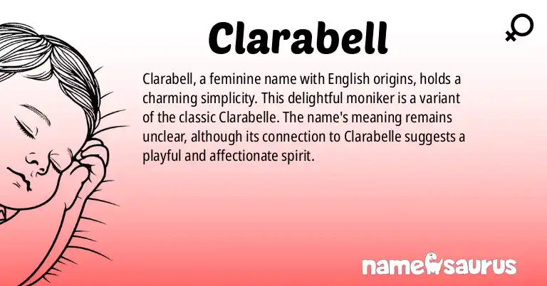 Infographic about Clarabell name meaning, Clarabell is a name from English origin(s).
