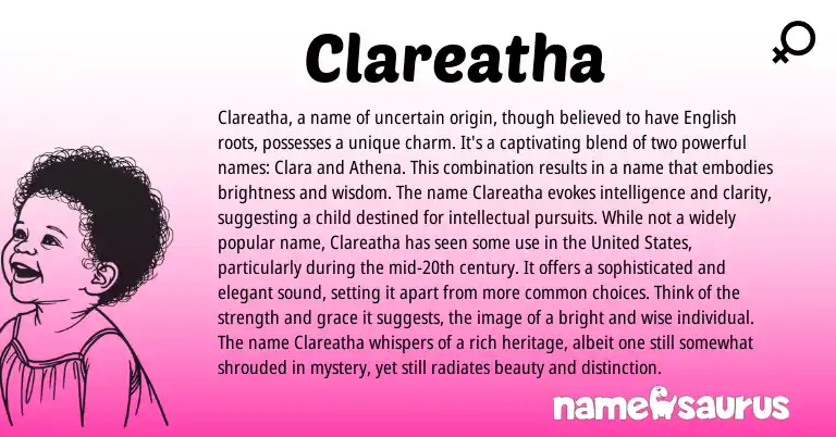 Infographic about Clareatha name meaning, Clareatha is a name from Other origin(s).