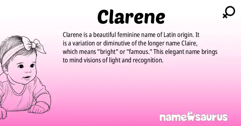 Infographic about Clarene name meaning, Clarene is a name from Latin origin(s).
