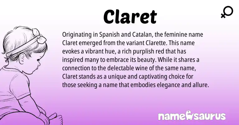 Infographic about Claret name meaning, Claret is a name from Spanish, Catalan origin(s).