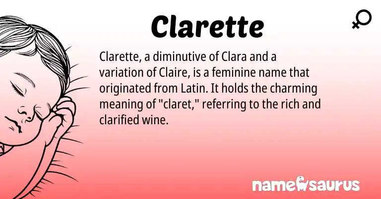 Infographic about Clarette name meaning, Clarette is a name from Latin origin(s).