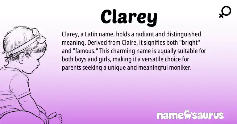 Infographic about Clarey name meaning, Clarey is a name from Latin origin(s).
