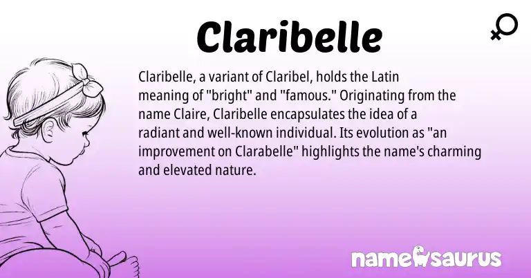 Infographic about Claribelle name meaning, Claribelle is a name from Latin origin(s).