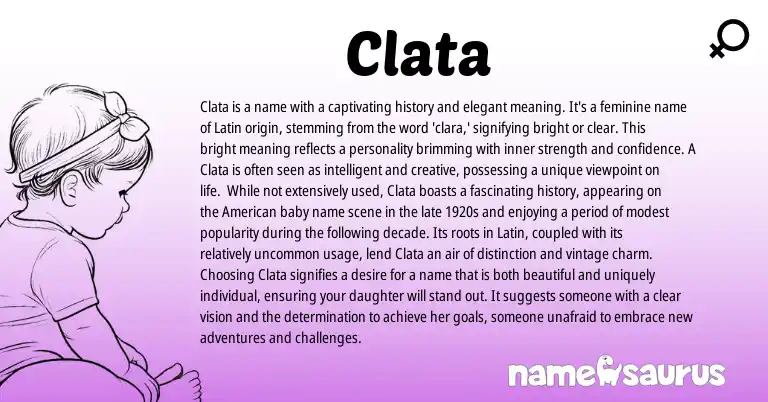 Infographic about Clata name meaning, Clata is a name from Latin origin(s).