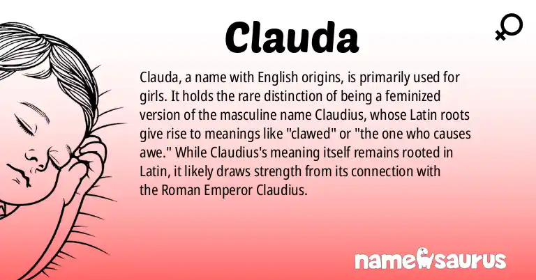 Infographic about Clauda name meaning, Clauda is a name from English origin(s).