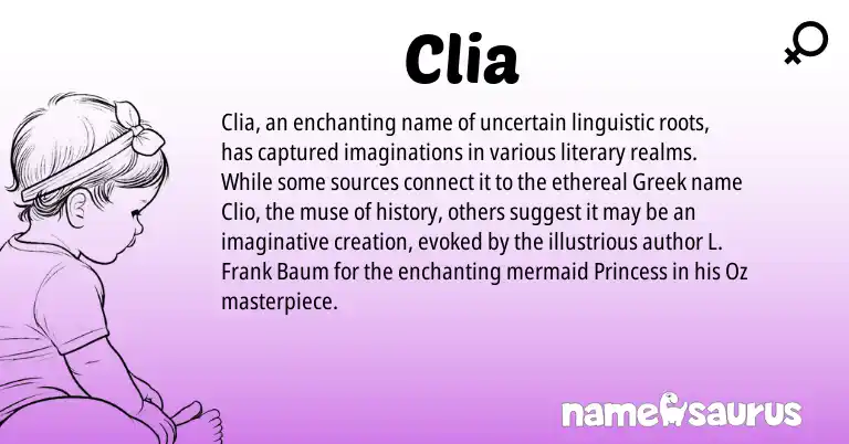 Infographic about Clia name meaning, Clia is a name from Greek origin(s).
