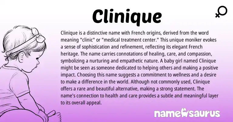 Infographic about Clinique name meaning, Clinique is a name from French origin(s).