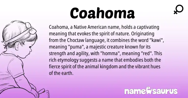 Infographic about Coahoma name meaning, Coahoma is a name from Native American, Choctaw origin(s).