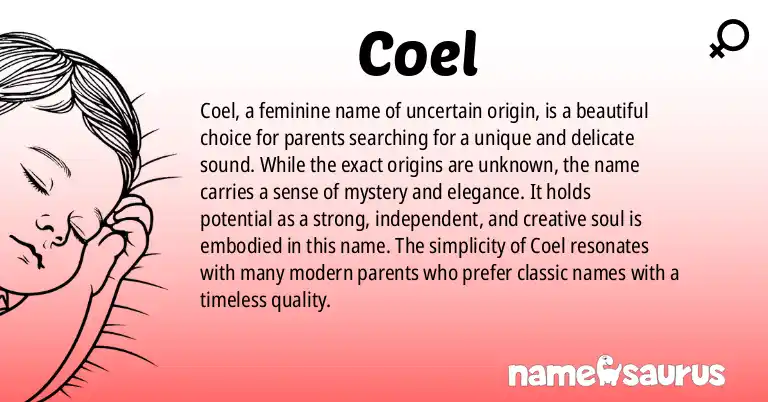 Infographic about Coel name meaning, Coel is a name from N/A origin(s).