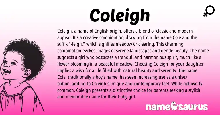 Infographic about Coleigh name meaning, Coleigh is a name from Other origin(s).