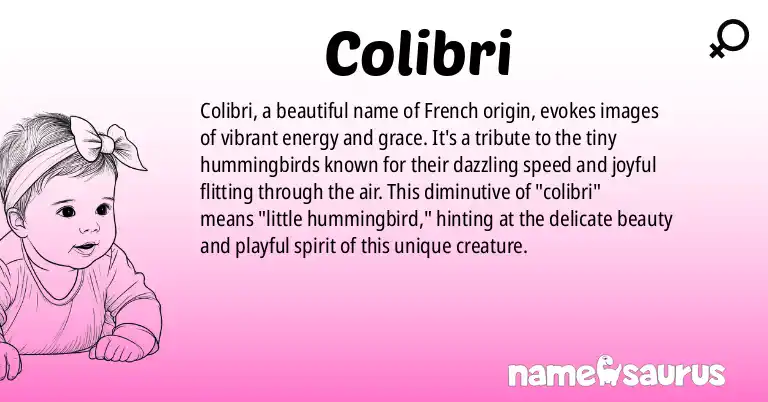 Infographic about Colibri name meaning, Colibri is a name from French origin(s).
