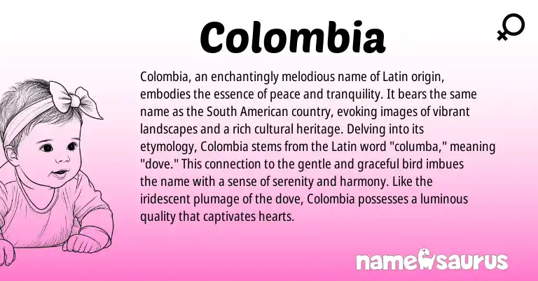Infographic about Colombia name meaning, Colombia is a name from South American, Latin origin(s).