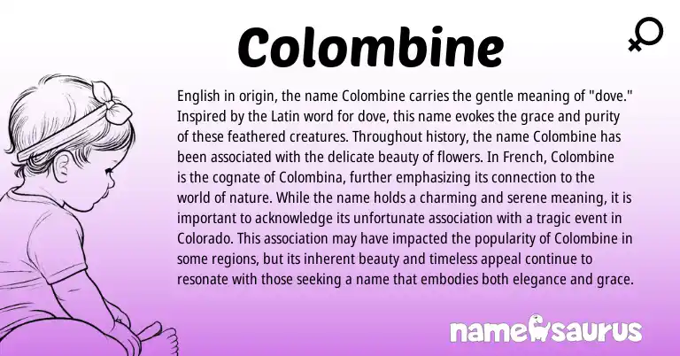 Infographic about Colombine name meaning, Colombine is a name from English, French, Latin origin(s).