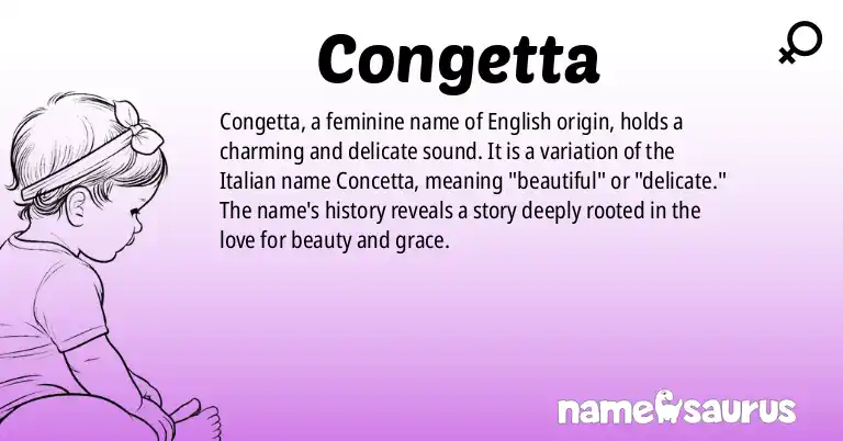 Infographic about Congetta name meaning, Congetta is a name from English origin(s).
