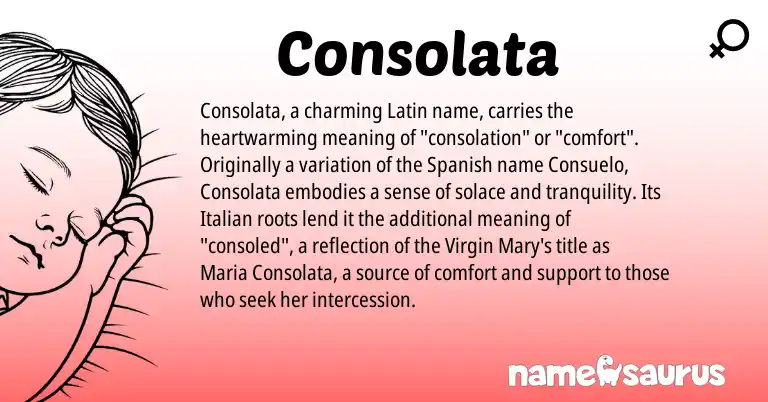 Infographic about Consolata name meaning, Consolata is a name from Spanish, Latin, Italian origin(s).