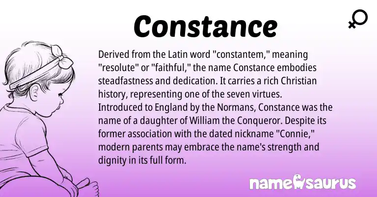Infographic about Constance name meaning, Constance is a name from Latin, England origin(s).