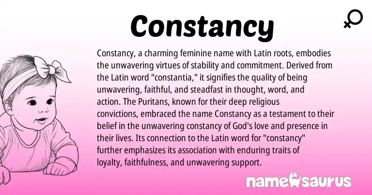 Infographic about Constancy name meaning, Constancy is a name from Latin origin(s).