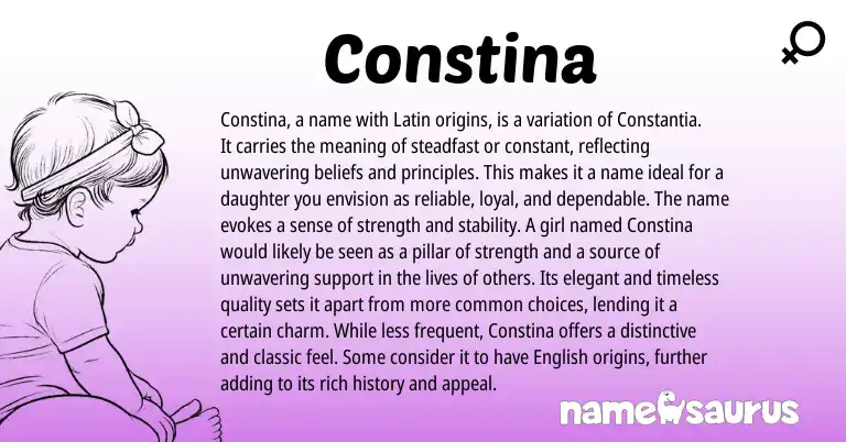 Infographic about Constina name meaning, Constina is a name from Latin, Greek origin(s).