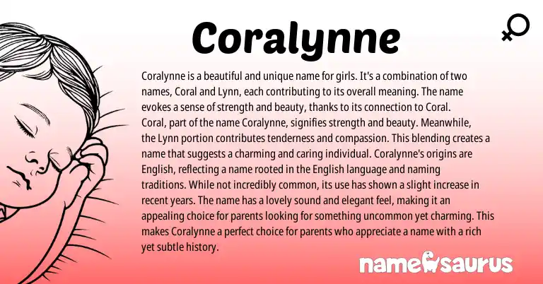 Infographic about Coralynne name meaning, Coralynne is a name from English origin(s).