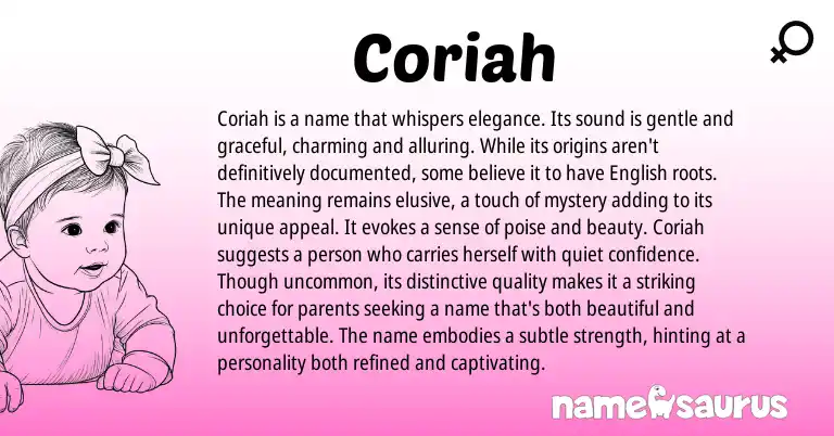 Infographic about Coriah name meaning, Coriah is a name from Other origin(s).