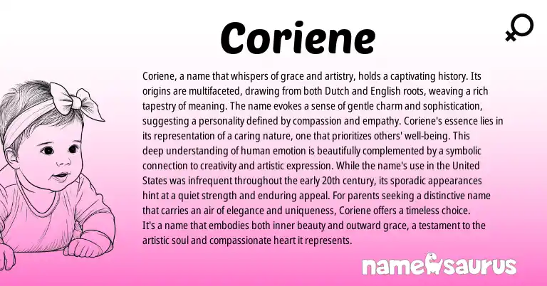 Infographic about Coriene name meaning, Coriene is a name from Dutch origin(s).