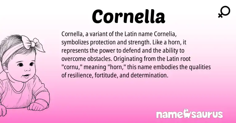 Infographic about Cornella name meaning, Cornella is a name from Latin origin(s).