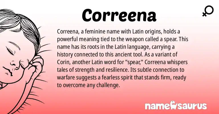 Infographic about Correena name meaning, Correena is a name from Latin origin(s).