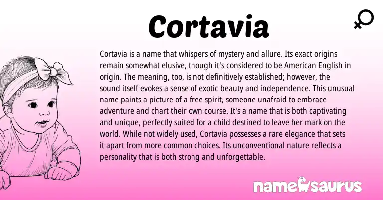 Infographic about Cortavia name meaning, Cortavia is a name from American origin(s).