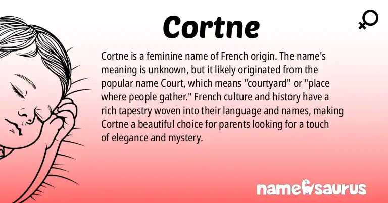 Infographic about Cortne name meaning, Cortne is a name from French origin(s).