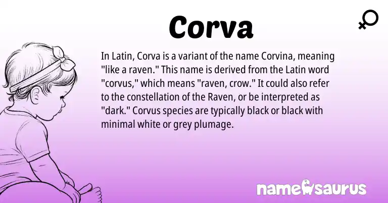 Infographic about Corva name meaning, Corva is a name from Latin origin(s).