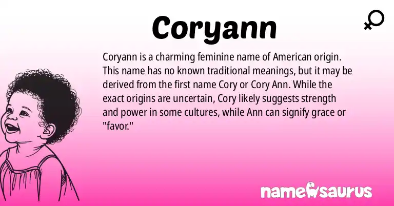 Infographic about Coryann name meaning, Coryann is a name from American origin(s).