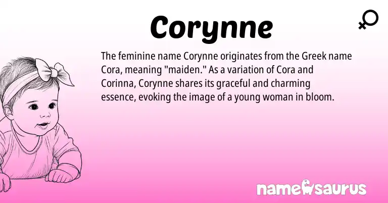 Infographic about Corynne name meaning, Corynne is a name from Greek origin(s).