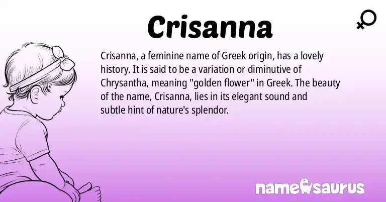 Infographic about Crisanna name meaning, Crisanna is a name from Greek origin(s).