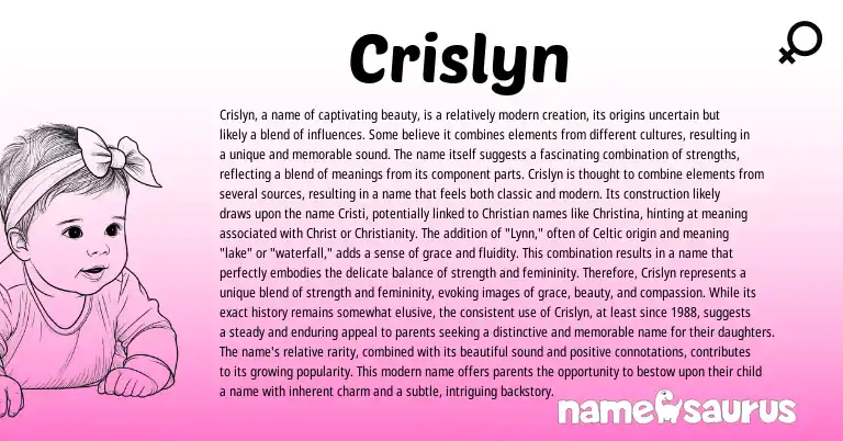 Infographic about Crislyn name meaning, Crislyn is a name from Latin origin(s).