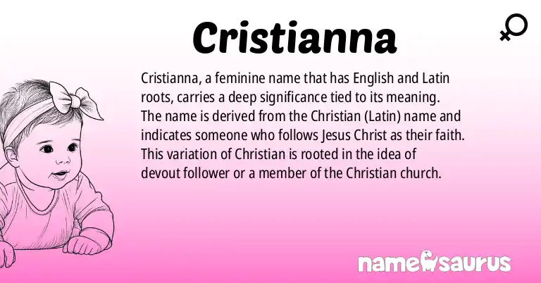 Infographic about Cristianna name meaning, Cristianna is a name from English, Latin origin(s).