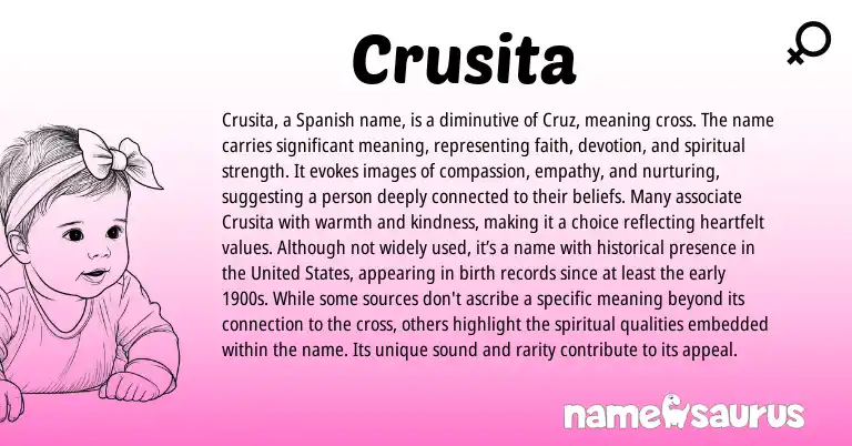 Infographic about Crusita name meaning, Crusita is a name from Spanish origin(s).