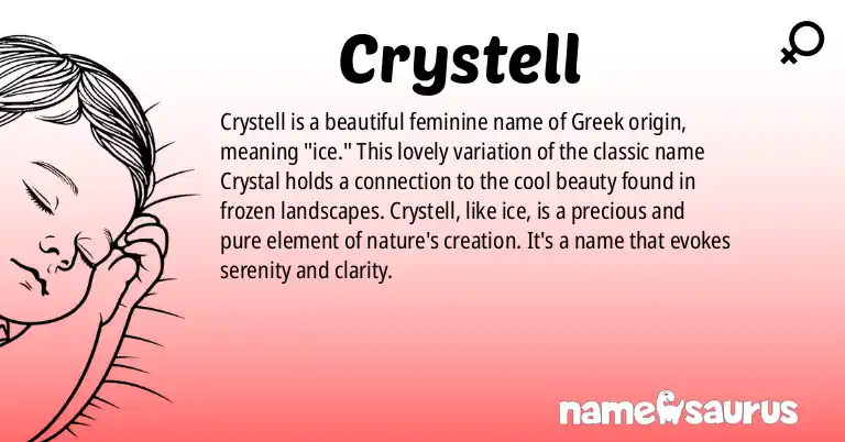 Infographic about Crystell name meaning, Crystell is a name from Greek origin(s).