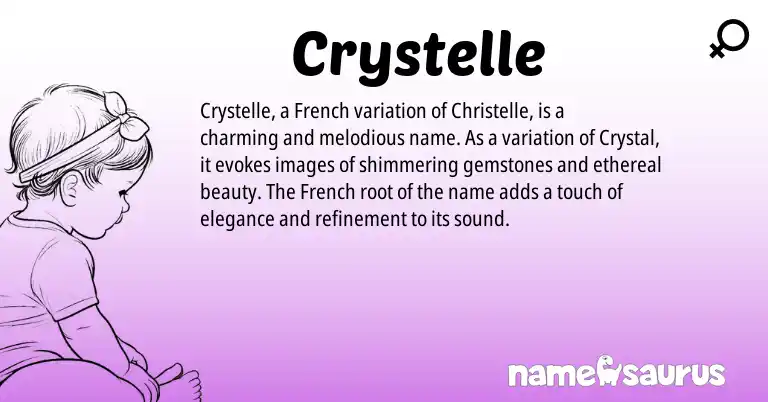 Infographic about Crystelle name meaning, Crystelle is a name from French origin(s).