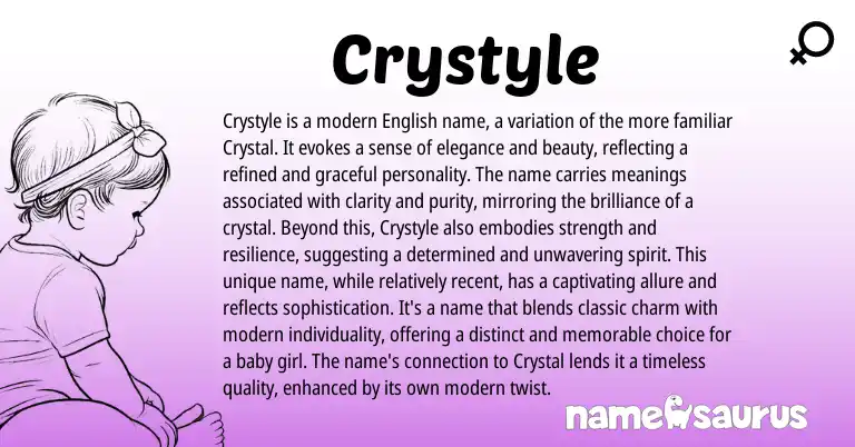 Infographic about Crystyle name meaning, Crystyle is a name from English origin(s).