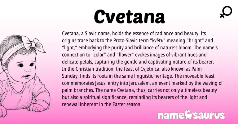 Infographic about Cvetana name meaning, Cvetana is a name from Slavic origin(s).
