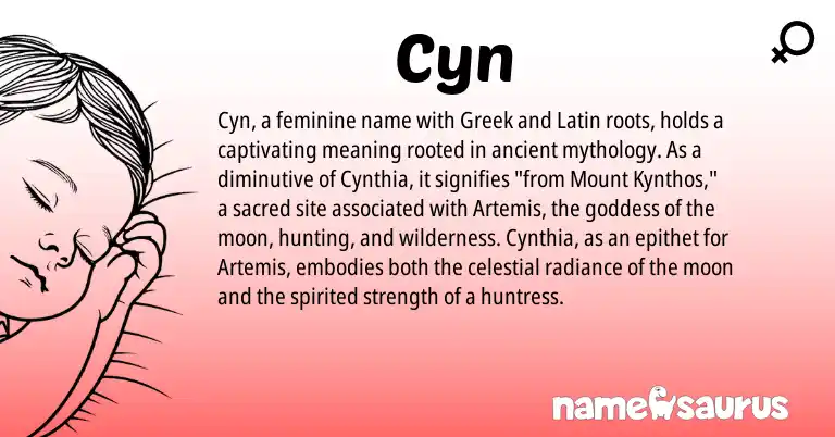 Infographic about Cyn name meaning, Cyn is a name from Latin, Greek origin(s).