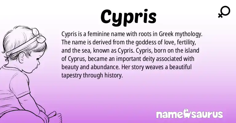 Infographic about Cypris name meaning, Cypris is a name from Greek origin(s).