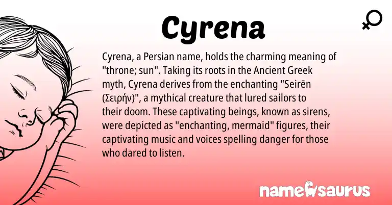 Infographic about Cyrena name meaning, Cyrena is a name from Ancient Greek, Persian origin(s).