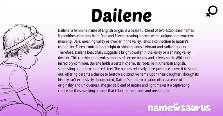 Infographic about Dailene name meaning, Dailene is a name from English origin(s).
