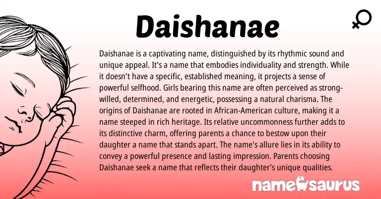 Infographic about Daishanae name meaning, Daishanae is a name from Other origin(s).