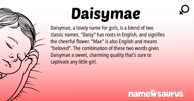 Infographic about Daisymae name meaning, Daisymae is a name from English origin(s).
