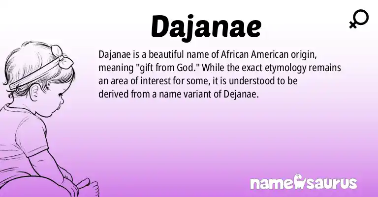 Infographic about Dajanae name meaning, Dajanae is a name from African American origin(s).