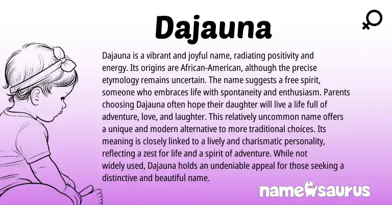 Infographic about Dajauna name meaning, Dajauna is a name from African origin(s).